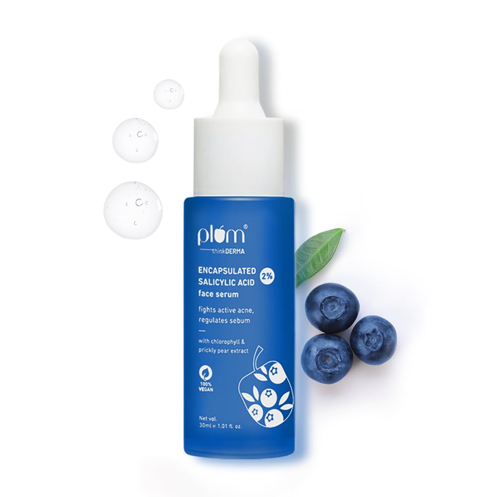 Plum 2% Encapsulated Salicylic Acid Face Serum | Fights Active Acne, Controls Oil & Soothes Inflammation | Lightweight & Quick-Absorbing Serum for
