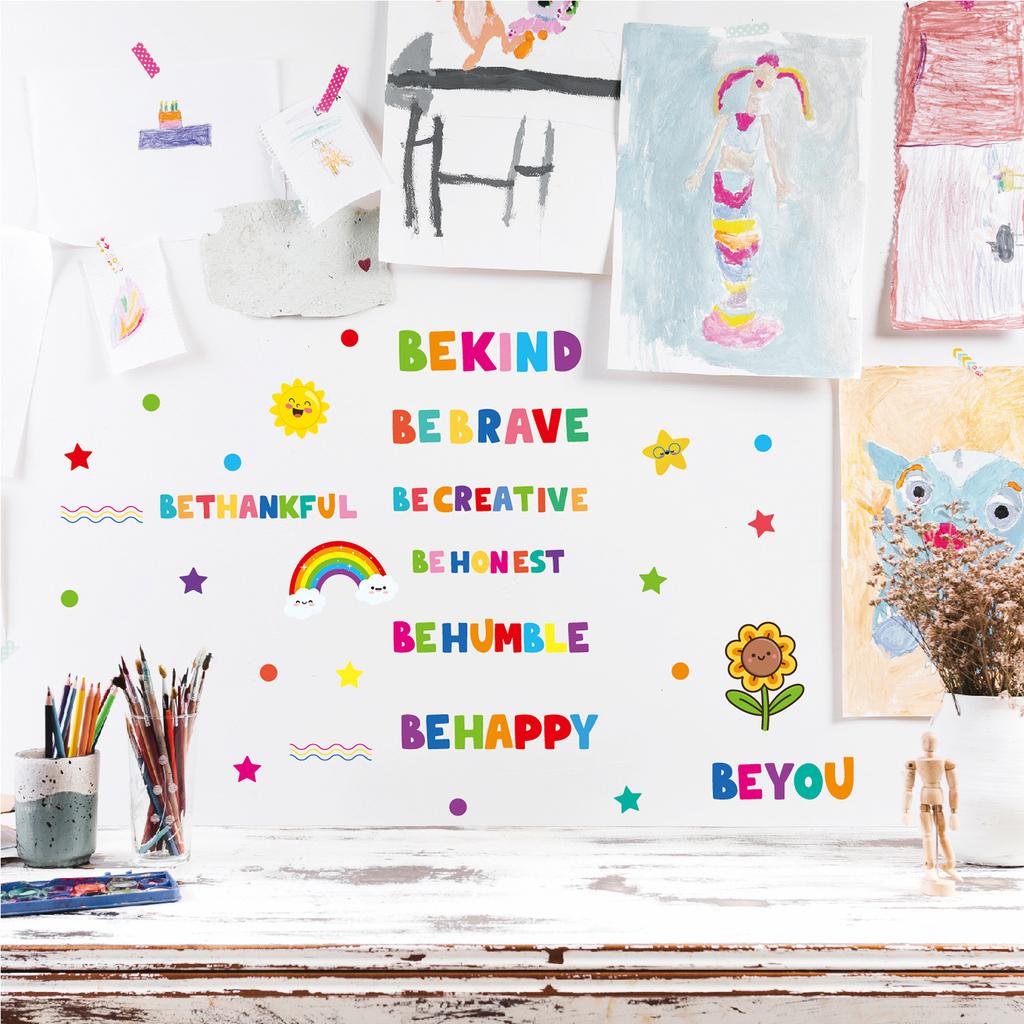 Colorful Inspirational Wall Stickers Letters Slogan Children's Room Kindergarten Decoration Cartoon Pvc Self-adhesive Letters Wall Stickers