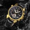 Jaragar Mechanical Watch Men Automatic Gold Mens Watches Top Brand Luxury Tourbillon Calendar Leather Belt Male Clocks Relojes