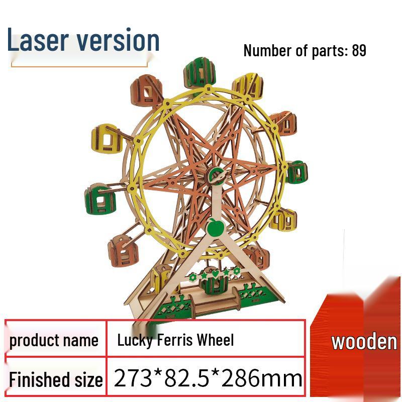 Girls' DIY 3D Wooden Ferris Wheel Puzzle - Educational Assembly Toy