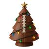 Sports Ball Inspired Christmas Tree Figurine Handcrafted Faux Leather Tree Shaped Tabletop Decoration with Golden Star Topper for Holiday Home Decor