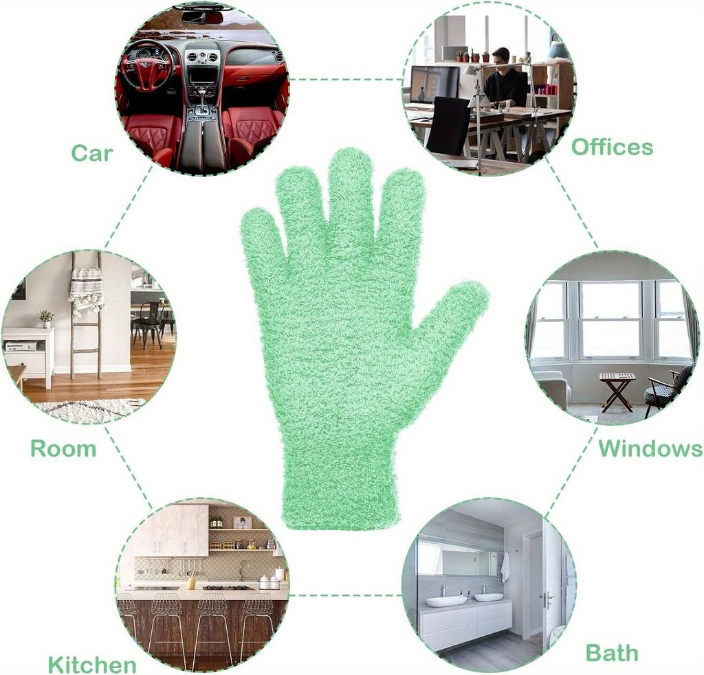 2ps Microfiber Dusting Gloves-Stretchable & Breathable Cleaning Gloves,Non-Waterproof for Cars, Boats, RVs, Pools, Home, Kitchen