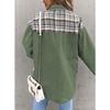 JKASHDK Moda Donna Casual Stampa a Quadri Autunno Inverno Manica Lunga Giacche e Cappotti con Collo POLO