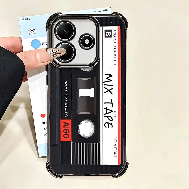 Vintage 90S Cassette Tape Pattern Plating Phone Case For Xiaomi Poco X5 X6 X7 X8 Pro Max F8 Ultra F7 M8 M7 M5S Redmi 15C 15 14C