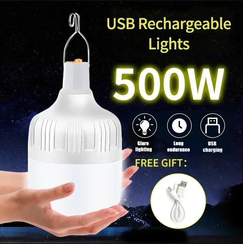 Camping Light Rechargeable Emergency Lamp Outdoor Portable Lanterns with Hook for Tents Battery Bulb