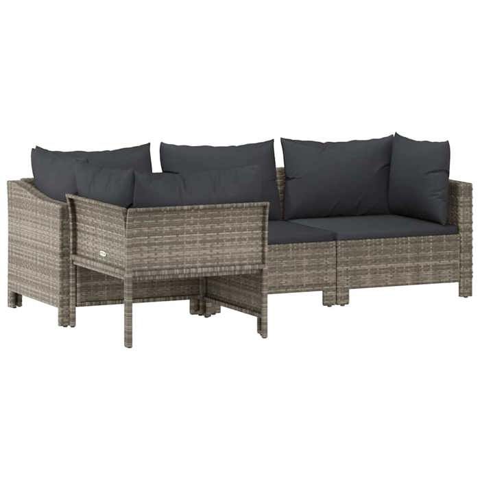 VidaXL Garden Lounge Set 4 Pcs with Cushions Grey Wicker, Garden Lounge, Outdoor Lounge Set, Set of 362688