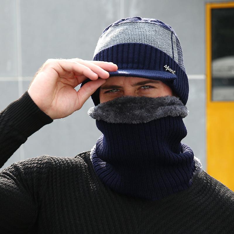 2/1PC Winter Hats Knit Cap Men And Women Velvet Hat Coral Fleece Scarf Outdoor Riding Hat Warm Plus Velvet Neck Protect Cap