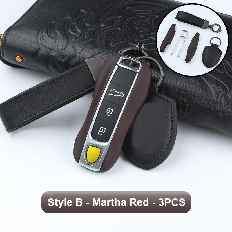 Leather Fob Remote Keys Case Key Cover Key Shell Replace For Porsche Boxster Cayman 911 Panamera Cayenne Macan