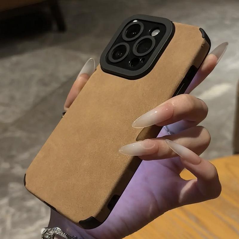 Luxury Matte Soft Leather Phone Case For iPhone 16 15 14 Plus 13 12 11 Pro Max 17Air  Lens Protection Shockproof Silicone Cover