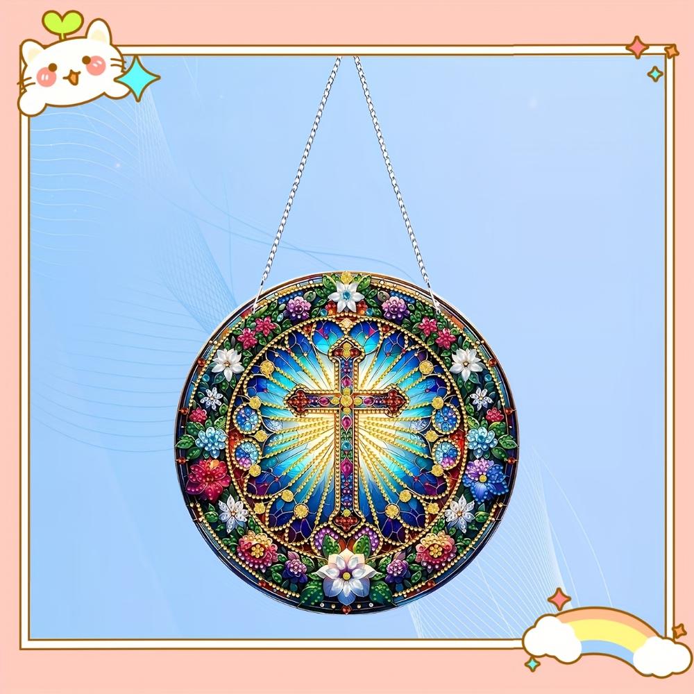 2D flacher Acryl-Anhänger mit Heiligem Kreuz, Geschenke zur Heimdekoration, handgemachte Weihnachtsgeschenke, Geschenke für Freunde und Familie