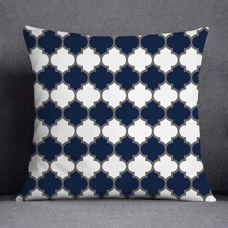 45x45CM Cushion Cover Geometric Pattern Polyester Blue Grey Pillowcase Upholstery Sofa Cushion Throw Pillow Home Decor Pillowcas