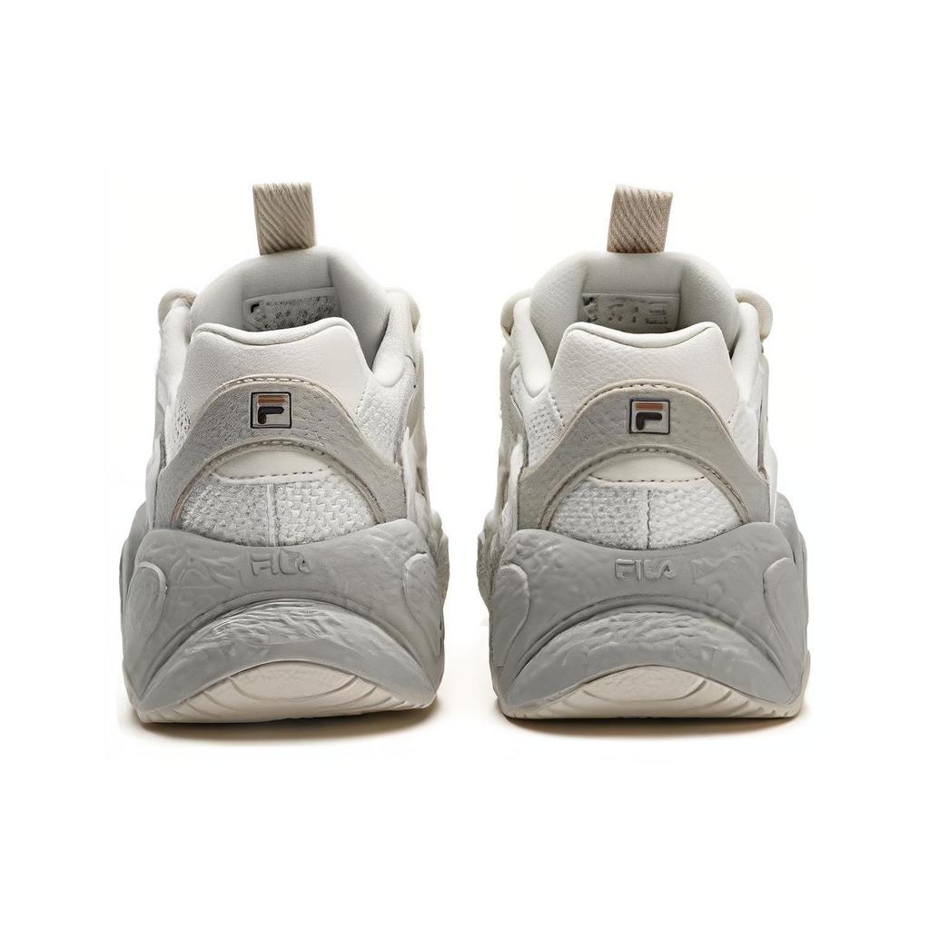 FILA Croissant Fabric Synthetic Leather TPU Round Toe Lace-Up Thick Sole Lightweight Low-Top Dad Sneakers Women sneakers White Gray F12W342103ATO
