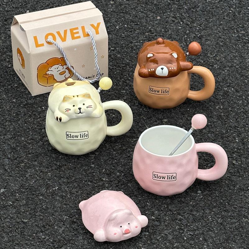 Ins Style Cute Mug with Lid Birthday Gift for Girls Giving Boys Practical Water Cup High value Mug