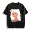 Mädchen Tag Thema Lockige Mädchen Print Oberteil Selbstbewusstes Freizeit T-Shirt Reines Baumwoll T-Shirt
