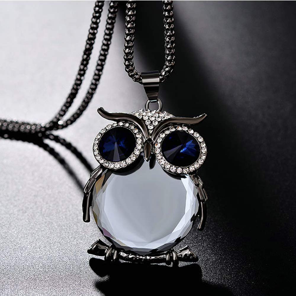 Collana con Pendente Gufo Fortunato della Notte da Donna e Lunga Catena da Maglione Guardiani della Notte Collana con Pendente Gufo Adorabile Collana con Pendente Animale