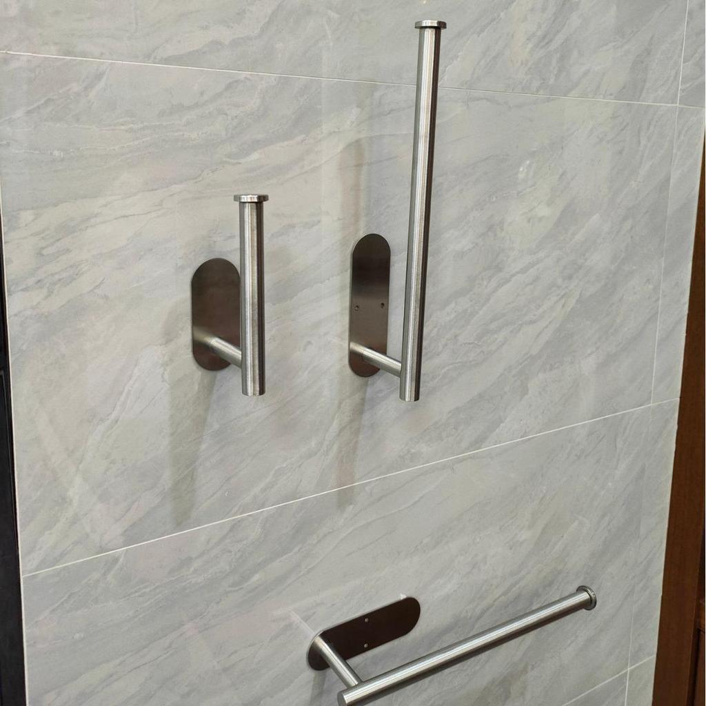 Stainless Steel Punch-Free Paper Towel & Toilet Roll Holder for Kitchen and Bathroom