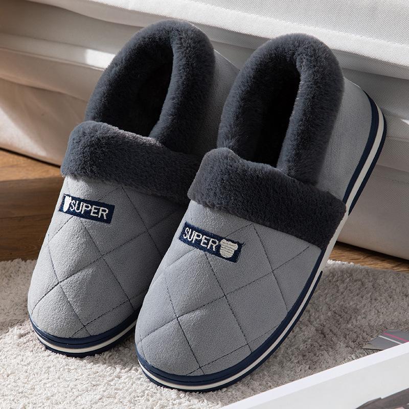 Men's Winter Backless Cotton Slippers, Extra Large Sizes, Warm Thick Sole (46-48)