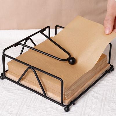 Creative Wood Base Iron Napkin Holder Modern Style Stable Countertop Napkin Organizer Paper Storage Rack Table Decoration