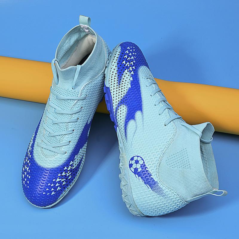Football Shoes High Top Socks Shoes Boys and Girls Length Nailed Leather Foot Youth Sports Football Shoes