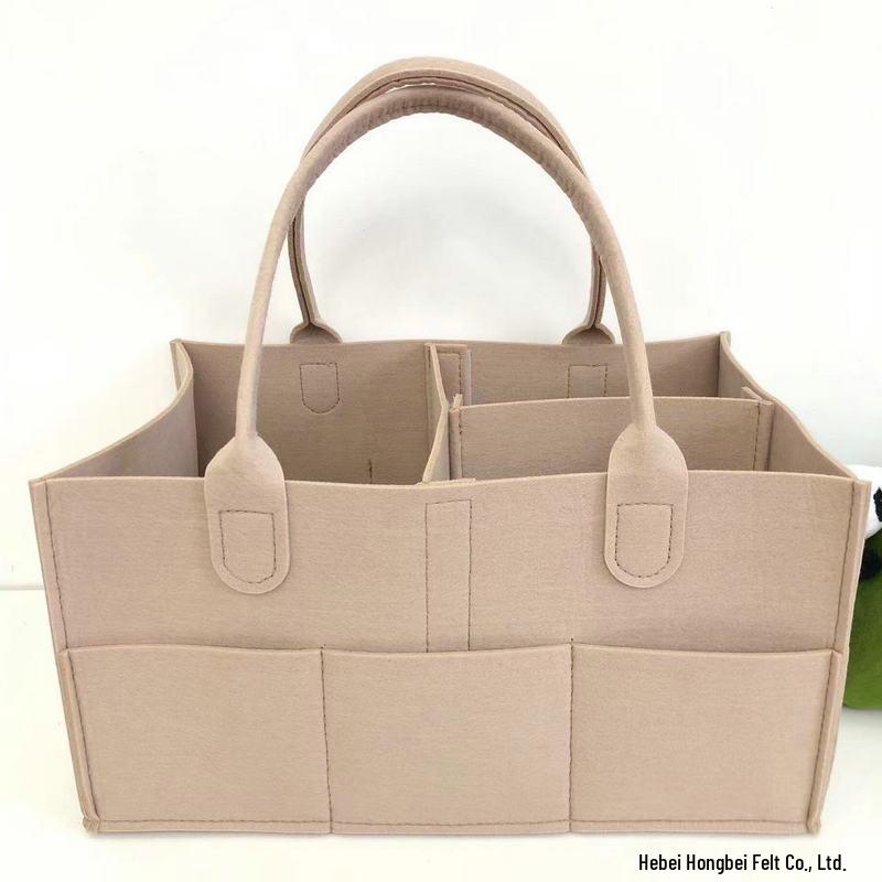 Light Grey Foldable Felt Diaper Tote Bag