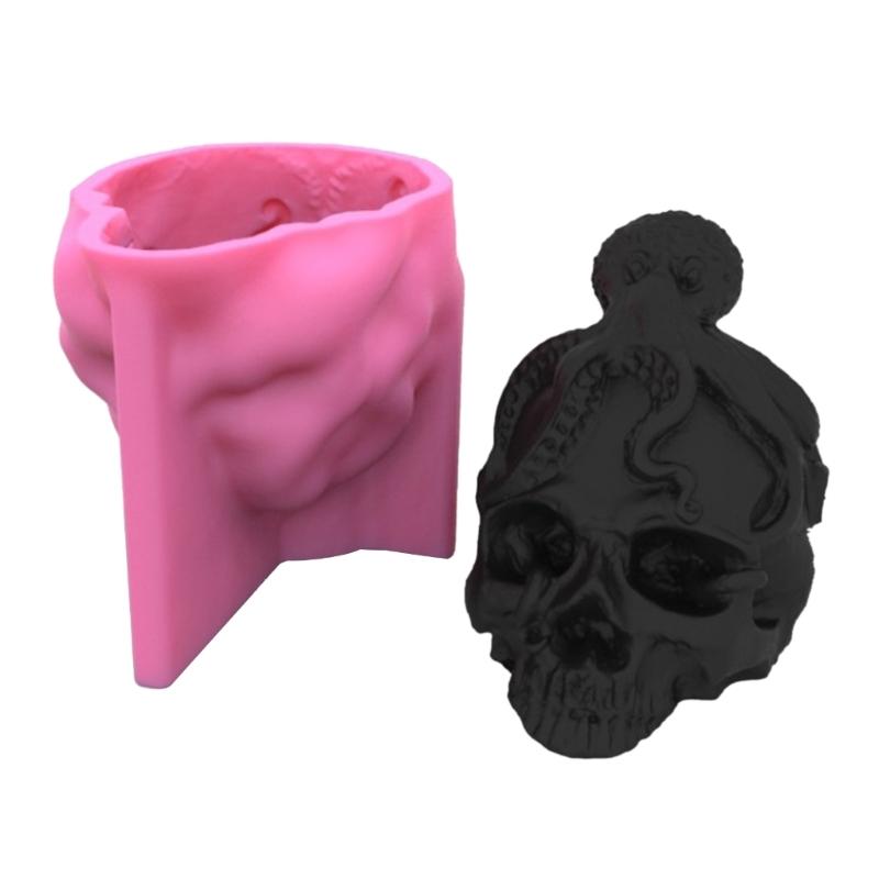 Octopus Skull Ornament 3D Candle Soap Mould DIY Candle Epoxy Mold Handmade Candle Aroma Wax Soap Molds for Decorations