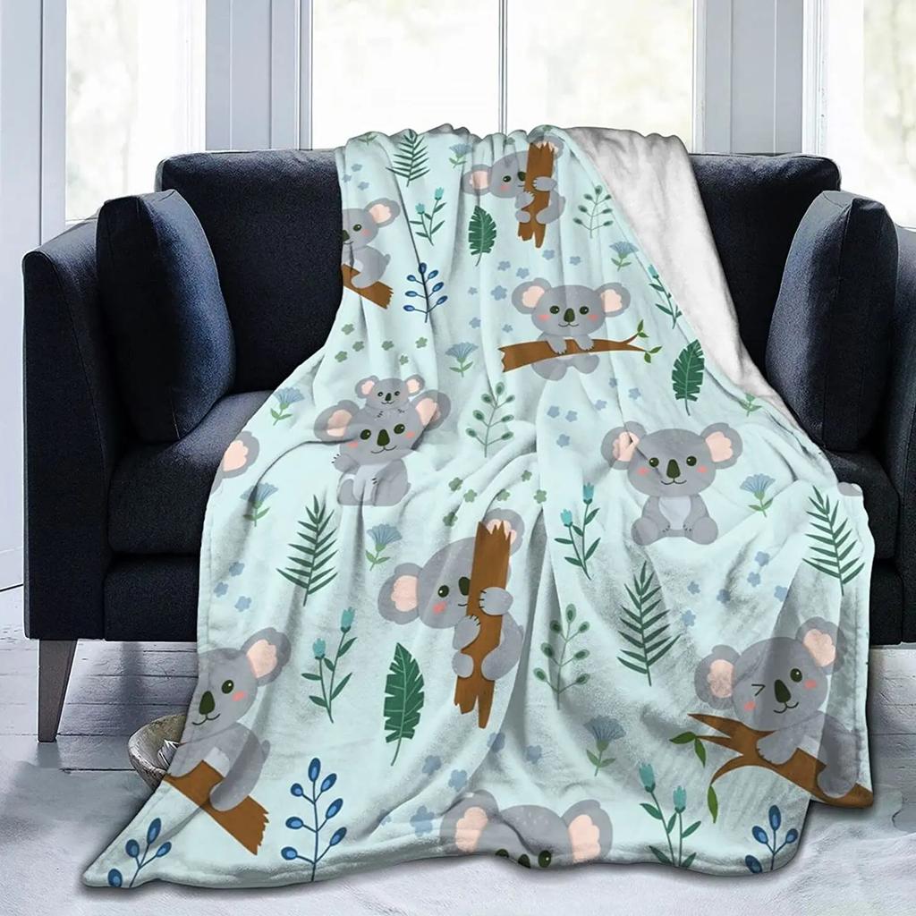 Cute Koala Throw Blanket Gifts for Koala Lovers Kawaii Wild Animals for Couch Sofa Bed Lightweight Warm Super Soft King Size