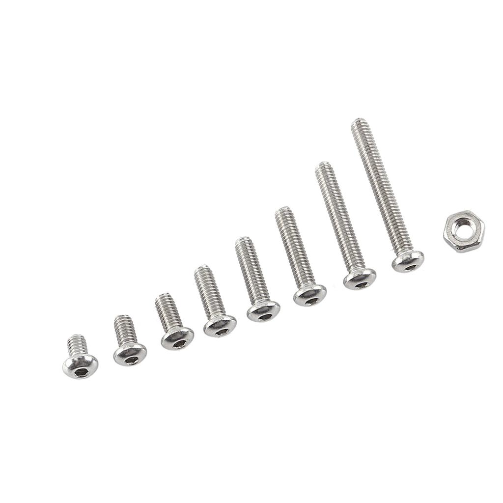 M2.5 A2 Edelstahl Innensechskantschrauben Bolzen und Sechskantmuttern Sortiment(Linsenkopf)