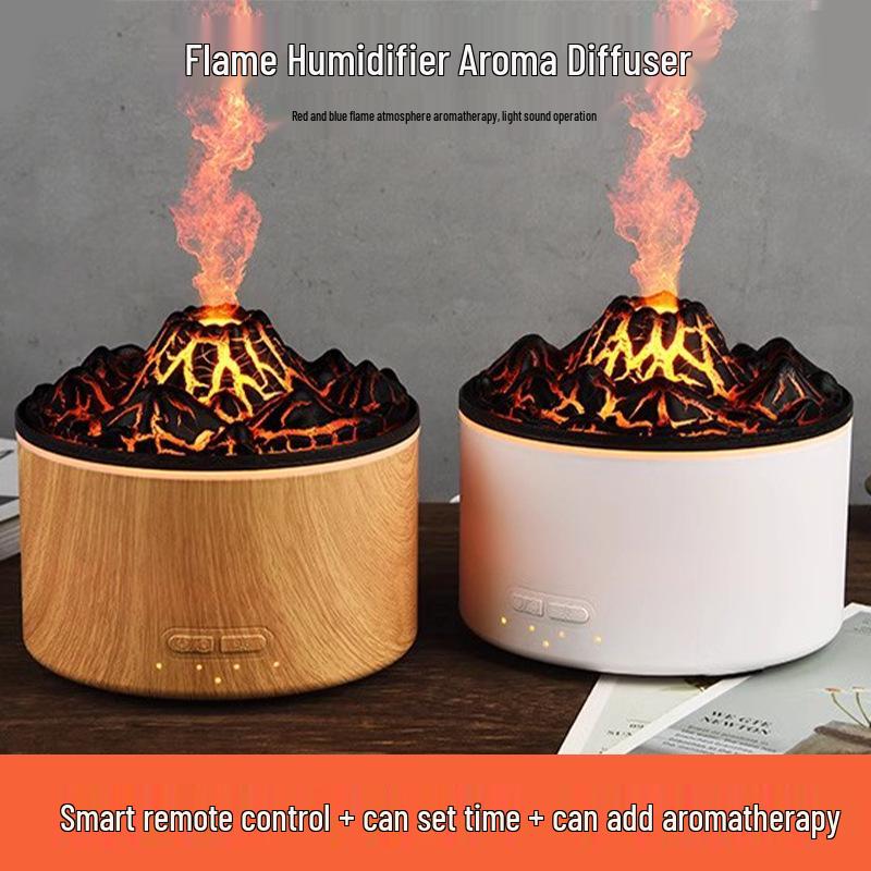 Large Capacity Volcano Flame Humidifier & Aroma Diffuser for Hotel Bedrooms