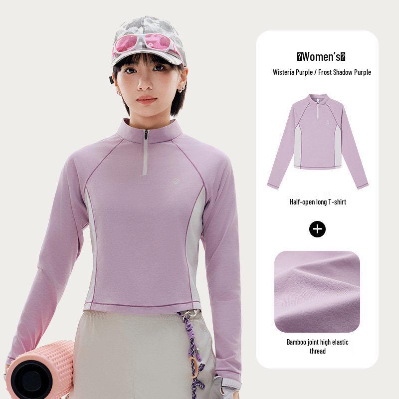 Tantuo Women s Quick-Dry Color Block Long Sleeve Sport T-Shirt with Sun Protection L