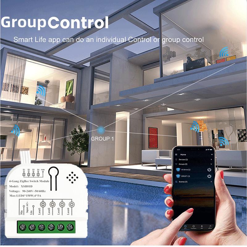 Tuya Mini Zigbee Smart 4-Way Circuit Breaker Module, Alexa Compatible
