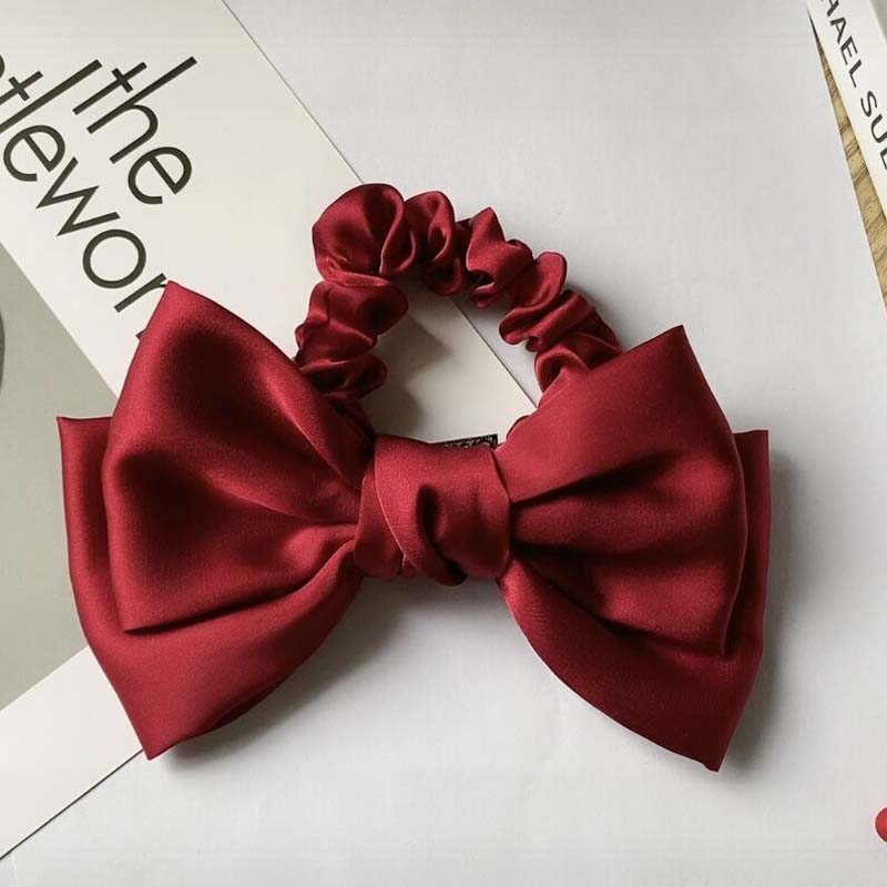 

Новые корейские черные резинки для волос с бантом, скранчи, женские элегантные шелковые эластичные резинки, повязка для волос, фиксатор для хвостика, головной убор, аксессуары для волос