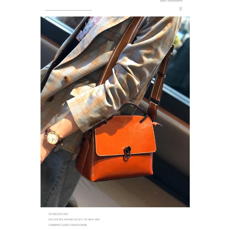 Genuine Leather Shell Bag for Women, Top Grain Oil Wax Cowhide Shoulder Purse, 2026 New Minimalist Clutch, Soft Texture Crossbody Bag, Vintage Style