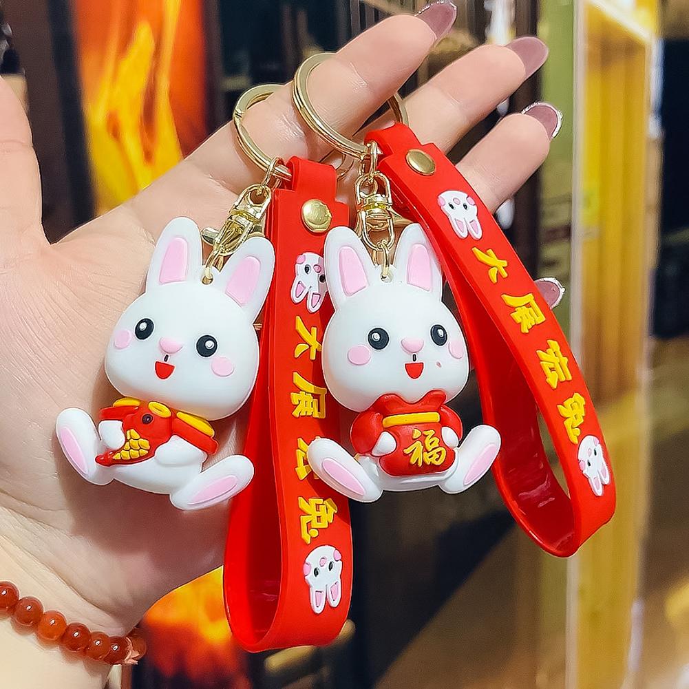 Buy 2023 Rabbit Year Cute Lucky Rabbit Little White Key Ring Charm Car ...