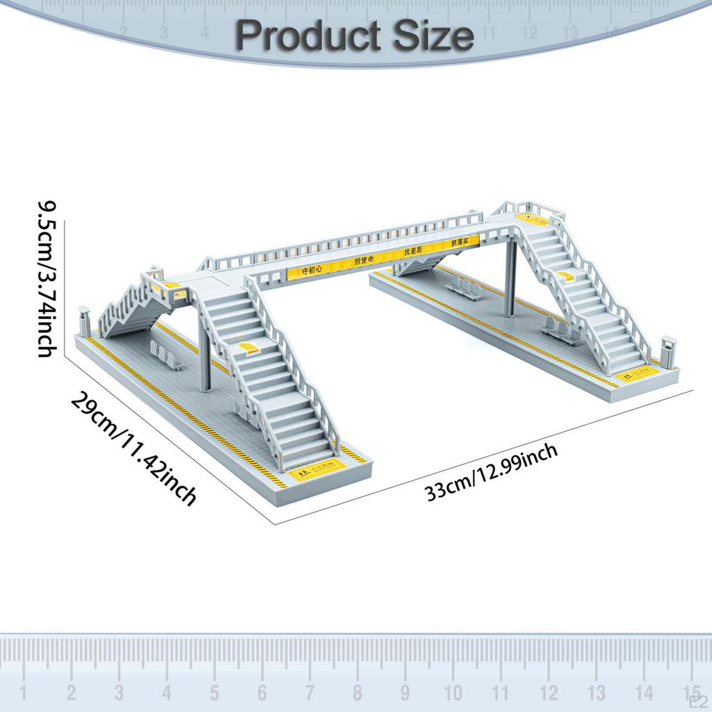 DIY Pedestrian Footbridge Model Overpass Scene with Stickers Sand Decoration Micro