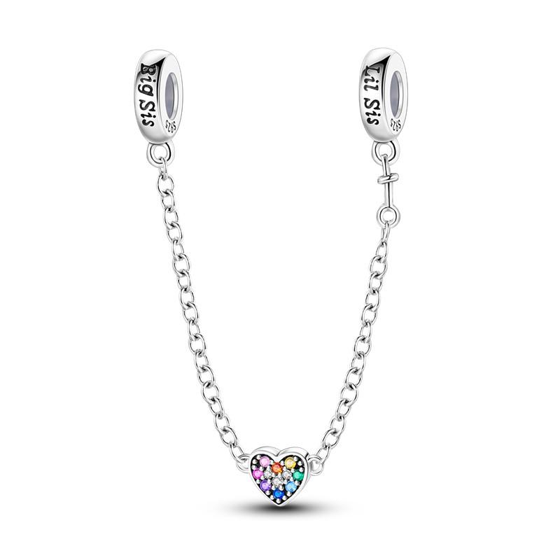 Sparkling Clear Copper Safety Chain Copper Safety Chain Charm Beads Fit Original Pandora Bracelet Diy Jewelry