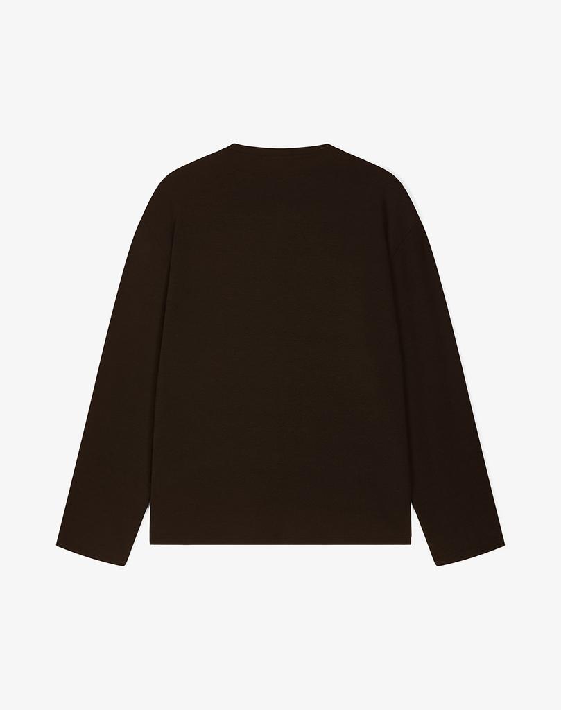 WORK ON BODY OFF Rested Semi-Overfit Henley Neck Knit [Brown]