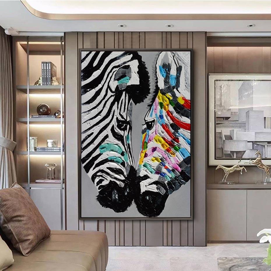 Modern Abstract Canvas Painting Interior Gold Foil Horse Zebra Animals Poster And Prints Wall Pictures For Living Room Decor