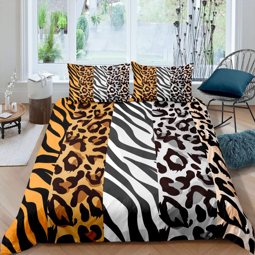 Leopard Bedding Set Queen King Soft Bedclothes Twin Bohemian Print Duvet Cover with Pillowcase Polyester Quilt Cover for Adults