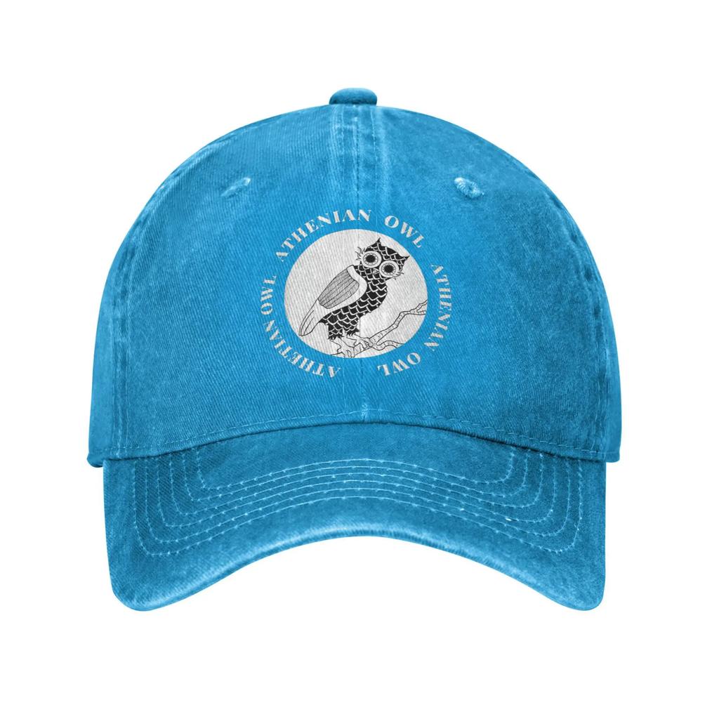 Niedliche Athener Eule Altgriechisch Unisex Damen Baseballkappe Tetradrachme Münze Used Denim Hut Vintage Outdoor Reise Weiche Sonnenschirmkappe