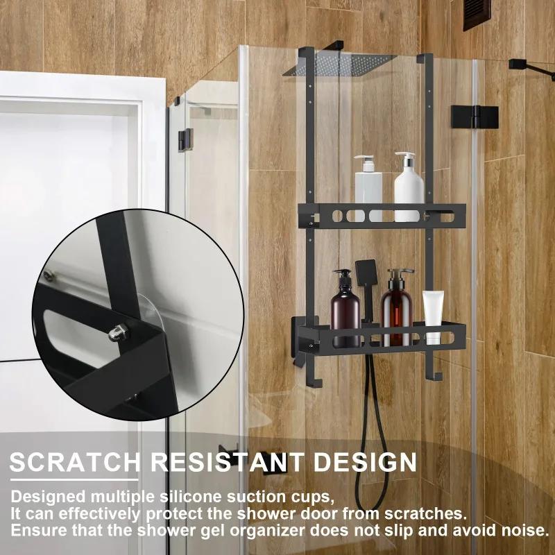 Carbon Steel Shower Caddy Hanging Bath Shelves Organizer Nail-free Shampoo Holder Storage Shelf Rack Bathroom Basket Holder