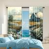 2 Pcs   Versatile Polyester Transparent Curtains for Home Decoration Rustic for Use In Bedrooms and Living Rooms