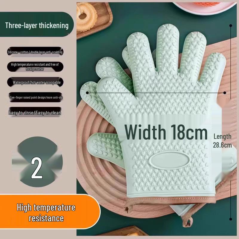 High-Temperature Resistant Silicone Oven Gloves - Non-Slip, Anti-Scald for Baking and Steaming
