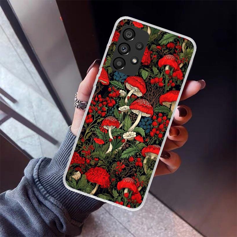 Bunte Pilz-Handyhülle für Samsung Galaxy A12 A52S A42 A32 A22 A51 A50 Note 20 Ultra 10 S10 Plus A71 A70 A31 A30 A10S Gala