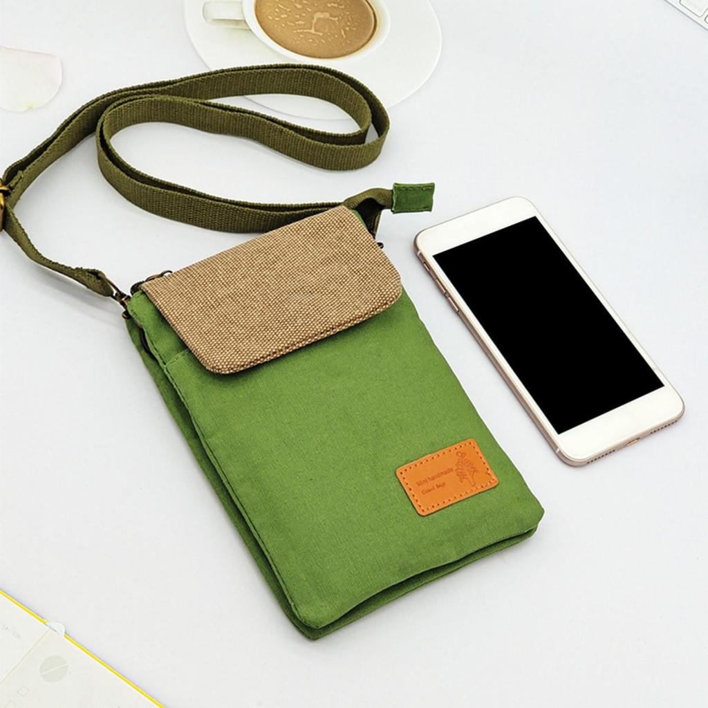 Mini Fabric Crossbody Bag  Color Contrast Cell Phone pouch  Vintage Shoulder Purse For Women Small Crossbody Bag