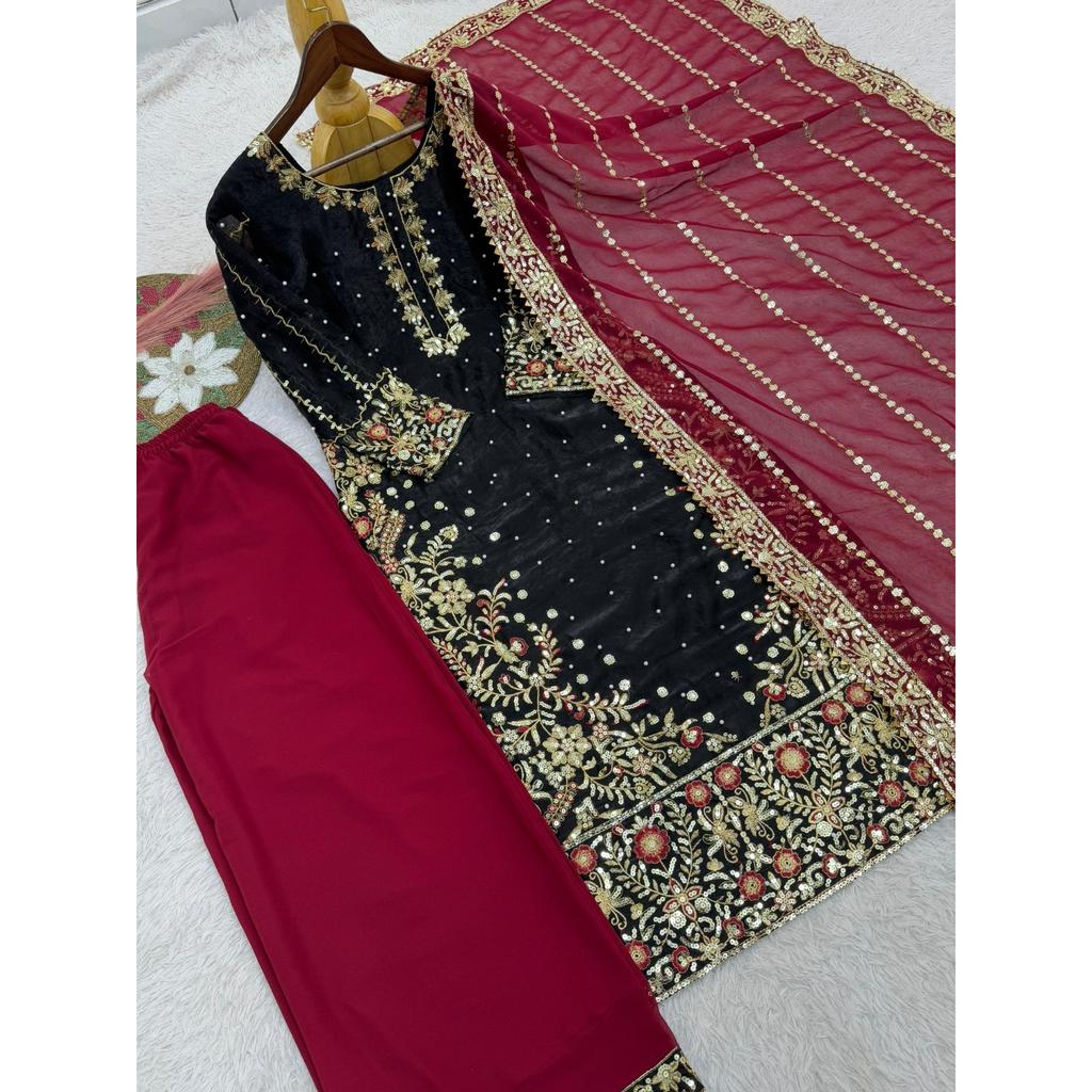 Beautiful Party Wedding Wear Palazzo Suit Indian Pakistani Ethnic Salwar Kameez