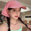 Women's Sunshade Hats Plaid Simple Sweet Personality Fashion Trendy Korean Style Versatile Headwears Outdoor Beach Head Scarfs