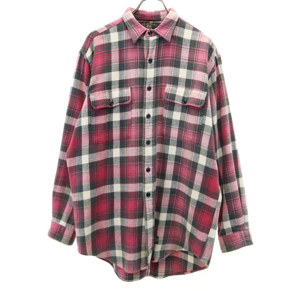 

RRL 90-е Красная 3 звезды Старая бирка с инициалами клетчатая Рубашка с длинным рукавом RALPH LAUREN Мужская Б/У