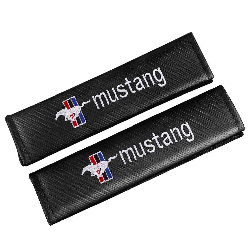 1/2PCS Carbon fiber Car Seat Belt Shoulders Pads Covers For Ford Mondeo Explorer edge Focus fiesta Kuga Shelby Mustang ST Racing