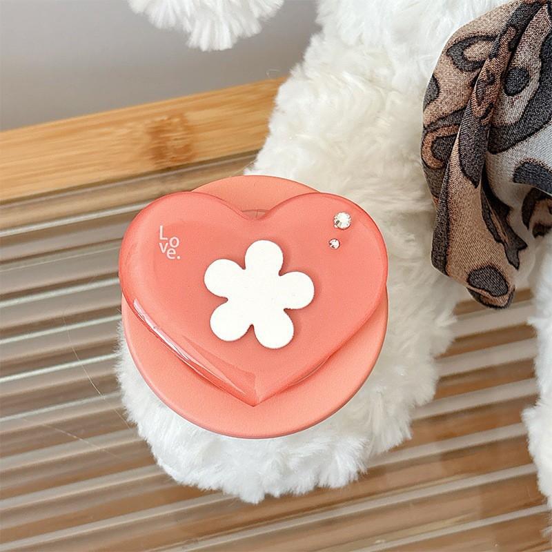 

Original Fresh Wind Magnetic Heart Ring Desktop Lazy Watching TV Phone Airbag Bracket Women s Flower Mirror