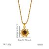 European-American Maillard Natural Tiger Eye Sunflower Pendant Necklace, Women's Retro Luxury Titanium Steel Design